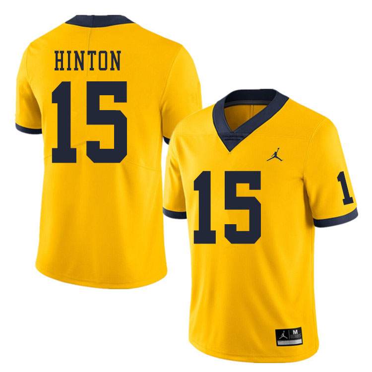 Men #15 Christopher Hinton Michigan Wolverines College Football Jerseys Sale-Yellow